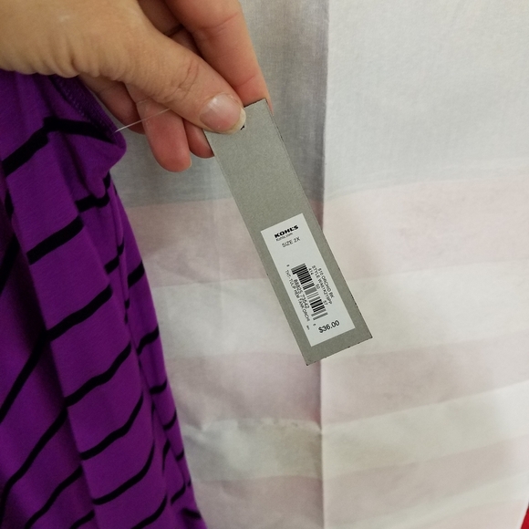 Apt 9 Tulip Hem Tank Orchid & Black Striped - Picture 4 of 6